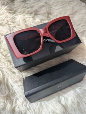Red Oversized Square Sunglasses